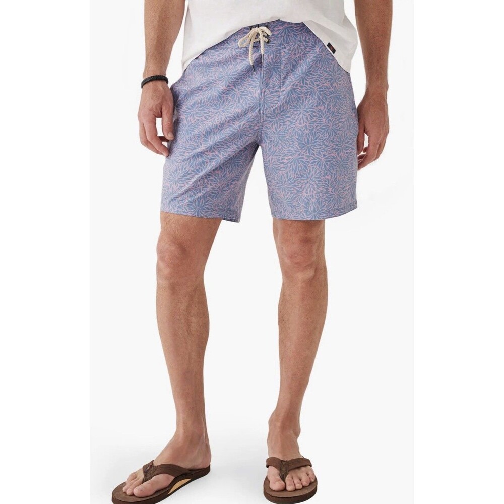 Faherty Mens Swim Trunks Size 34 Floral Hawaiian Swim Surf Pockets Board Shorts
